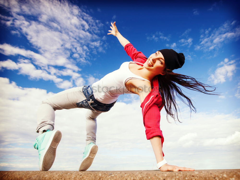 Similar – Image, Stock Photo Young athlete couple doing stretching exercise together