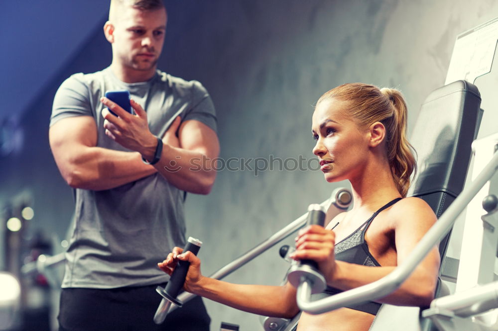 Similar – Image, Stock Photo Woman trainer teaching fitness exercises to class