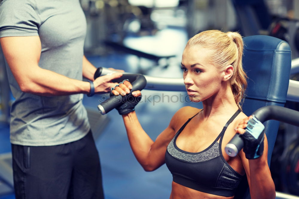 Similar – Image, Stock Photo Woman trainer teaching fitness exercises to class