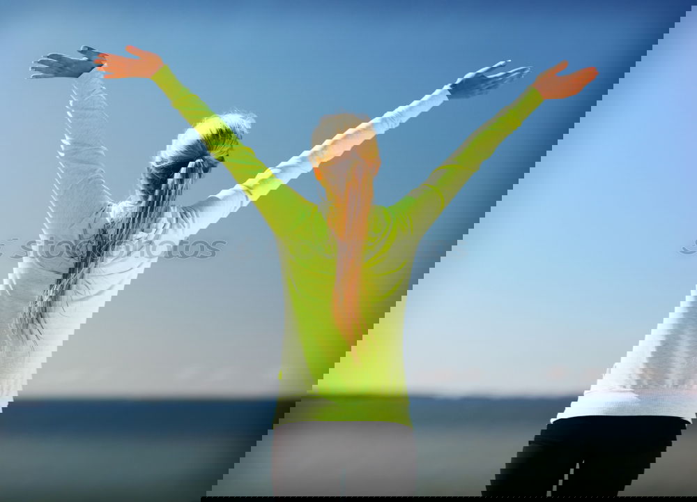 Similar – Image, Stock Photo Woman with sports clothes running by the sea shore