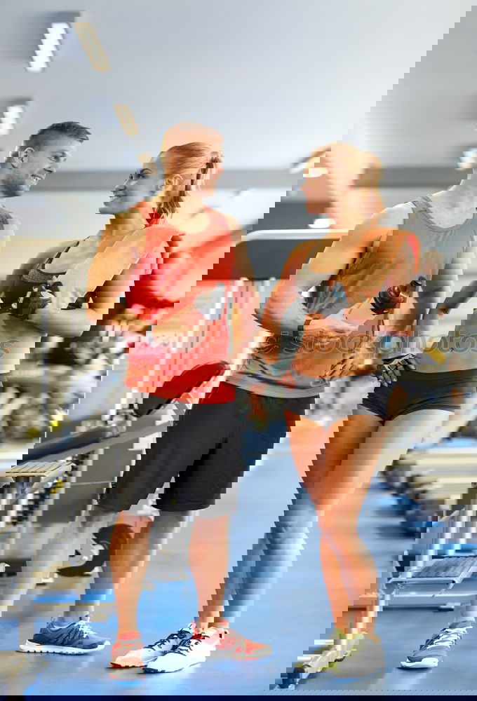 Similar – Image, Stock Photo Women talking with personal trainer after training day