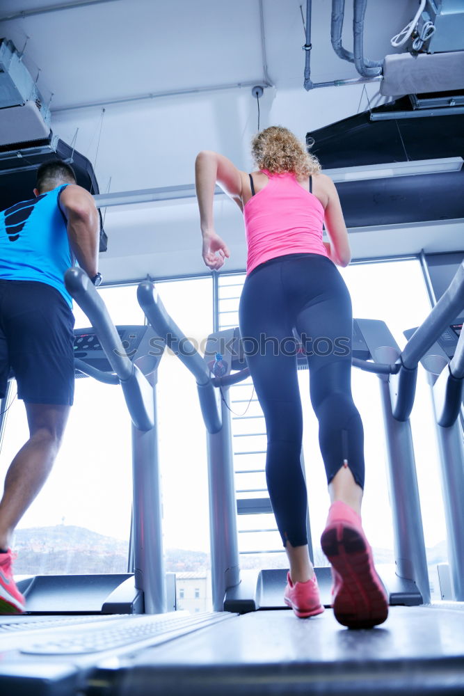 Similar – Image, Stock Photo Man coach training to woman with dumbbells exercises