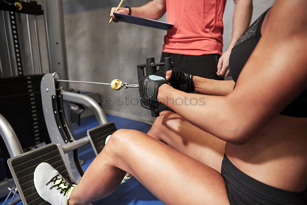 Similar – Image, Stock Photo Woman wrapping hands with bandages before boxing training