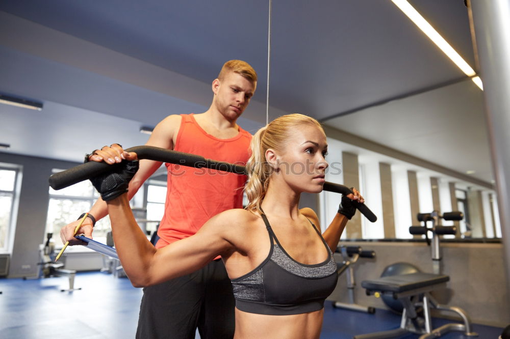 Similar – Image, Stock Photo Woman doing stretch exercises in fitness class