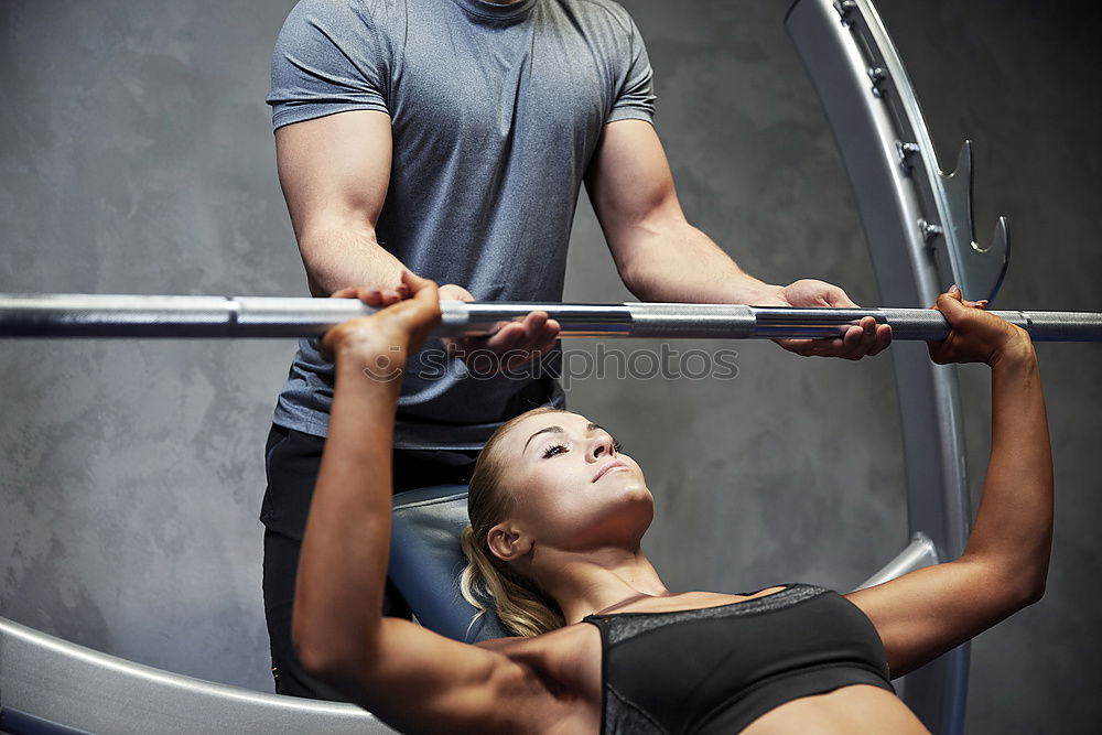 Similar – Image, Stock Photo Trainer teaching fitness exercises to young woman