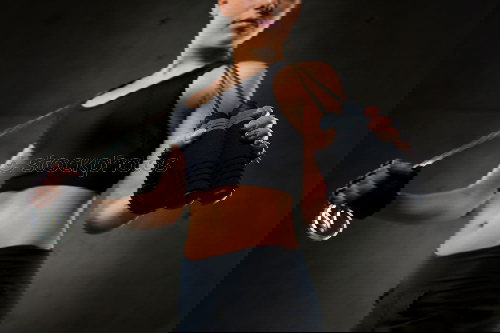 Similar – Image, Stock Photo Woman wrapping hands with bandages before boxing training