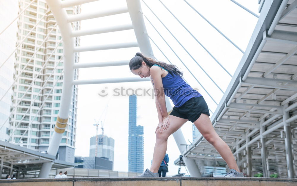 Similar – Image, Stock Photo Athletic woman running up stairs during cardio