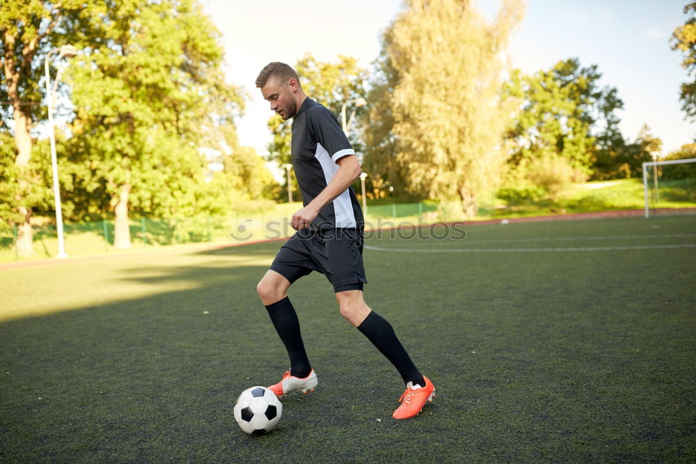 Similar – Disabled man athlete ready for training with leg prosthesis.