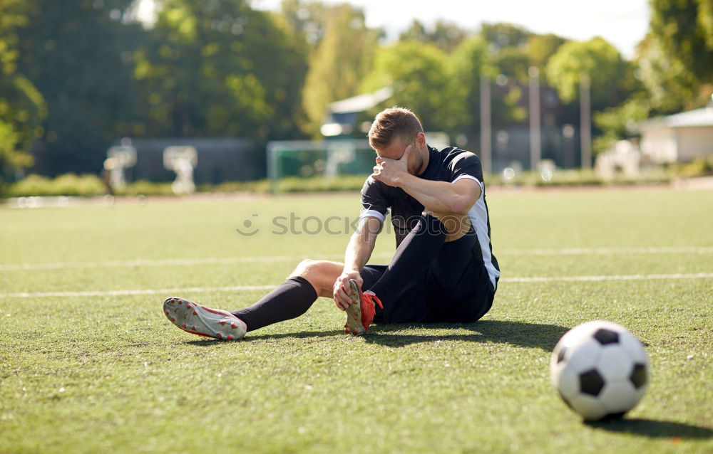 Similar – Disabled man athlete ready for training with leg prosthesis.