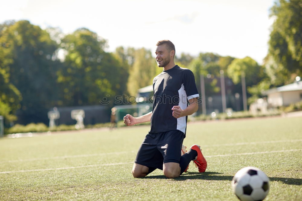 Similar – Disabled man athlete ready for training with leg prosthesis.