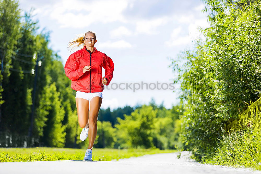 Similar – Image, Stock Photo blonde woman running in park