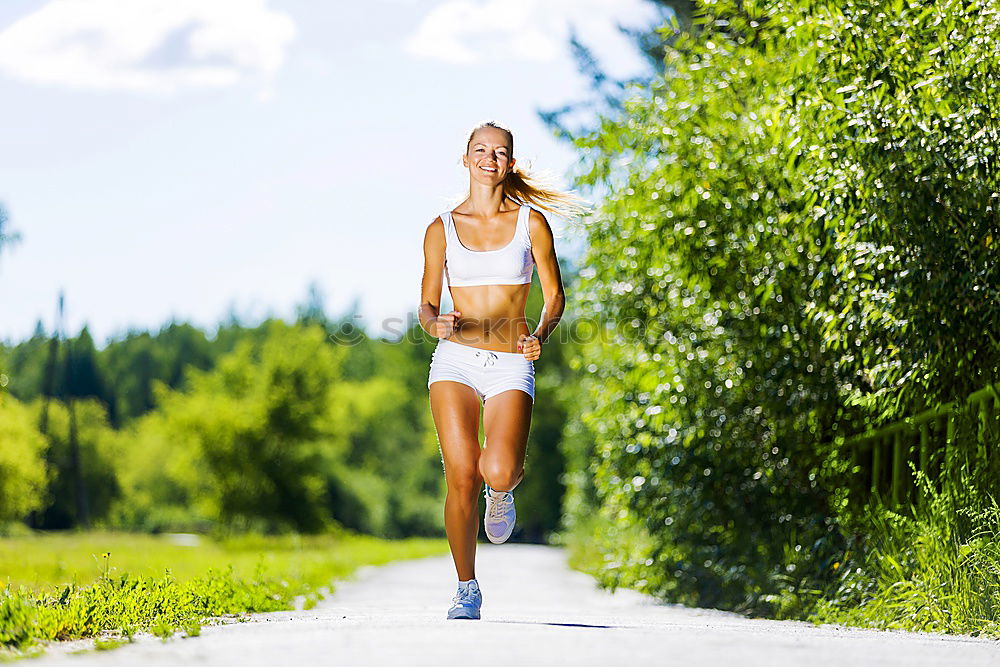 Image, Stock Photo athletic woman running outdoors