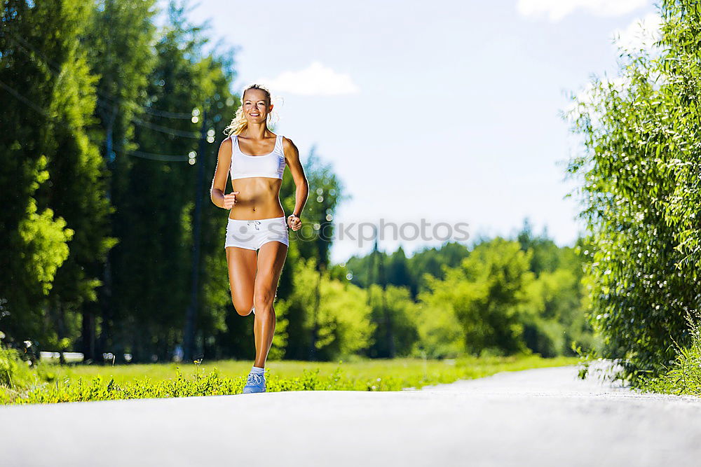 Similar – Image, Stock Photo athletic woman running outdoors