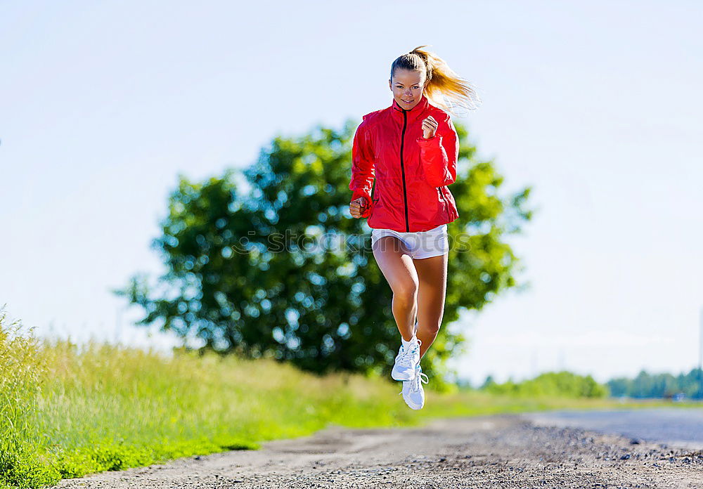 Similar – Image, Stock Photo athletic woman running outdoors