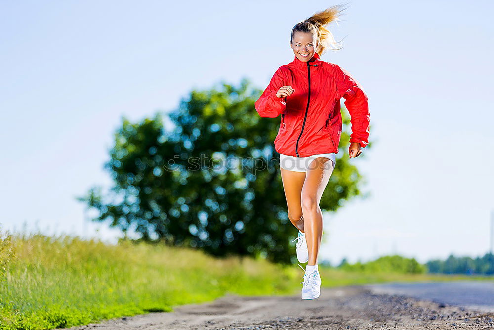 Similar – Image, Stock Photo blonde woman running in park