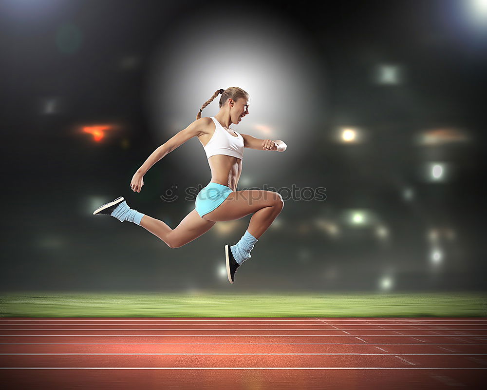 Similar – Image, Stock Photo Attractive woman Track Athlete Running On Track