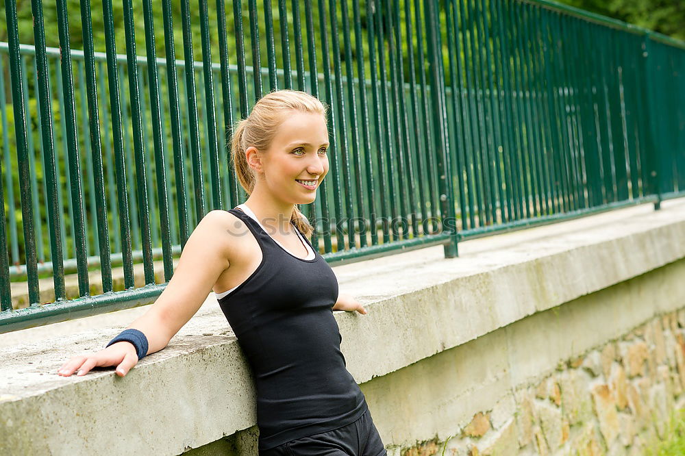 Similar – Image, Stock Photo attractive blonde woman exercising in park