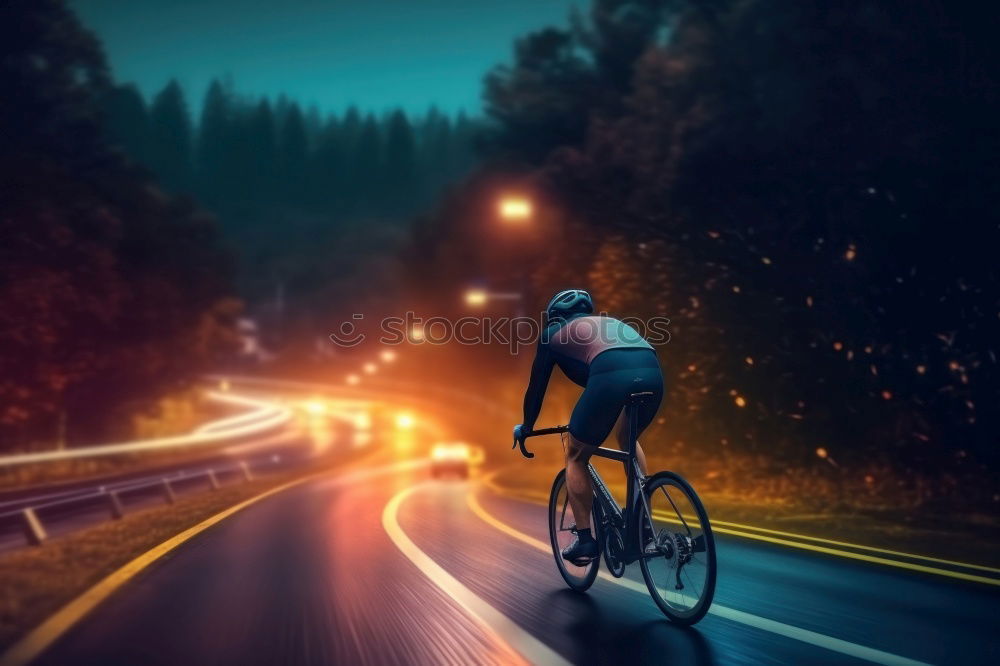 Similar – Image, Stock Photo Cyclist riding along a paved mountain road