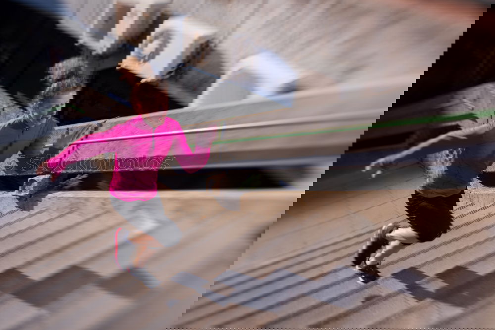Image, Stock Photo Anonymous woman runner stretching