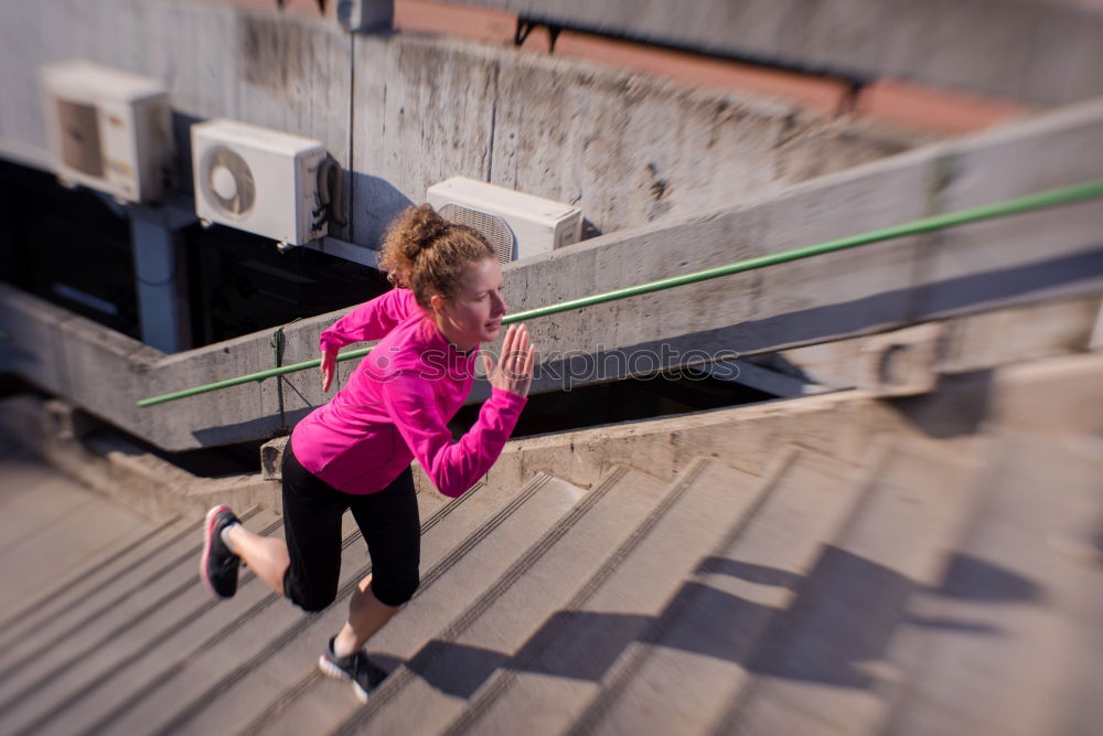 Similar – Trendy girl posing on stairs