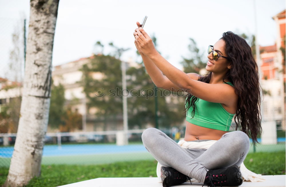 Similar – athletic woman eating an apple