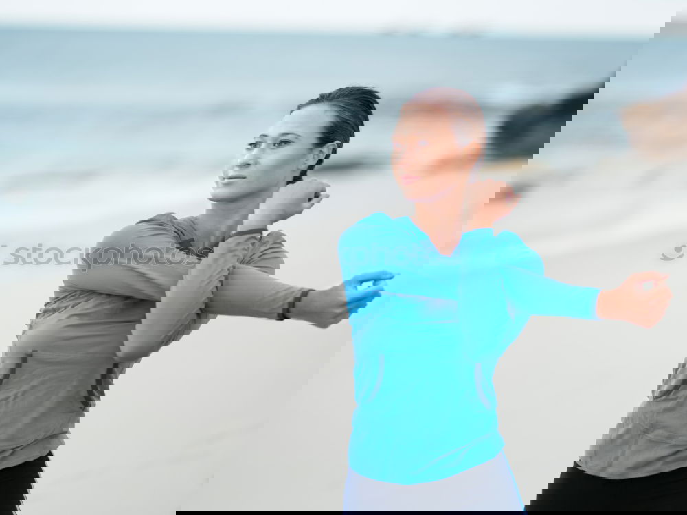 Similar – Image, Stock Photo Concentrated woman running through field