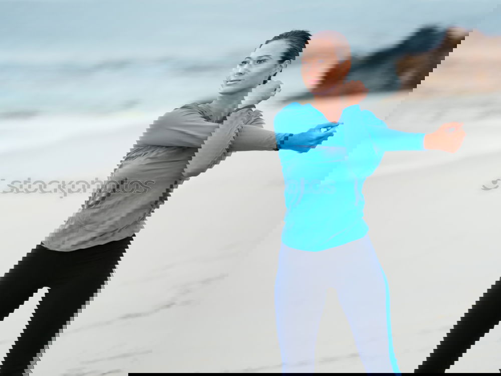 Similar – Image, Stock Photo Concentrated woman running through field