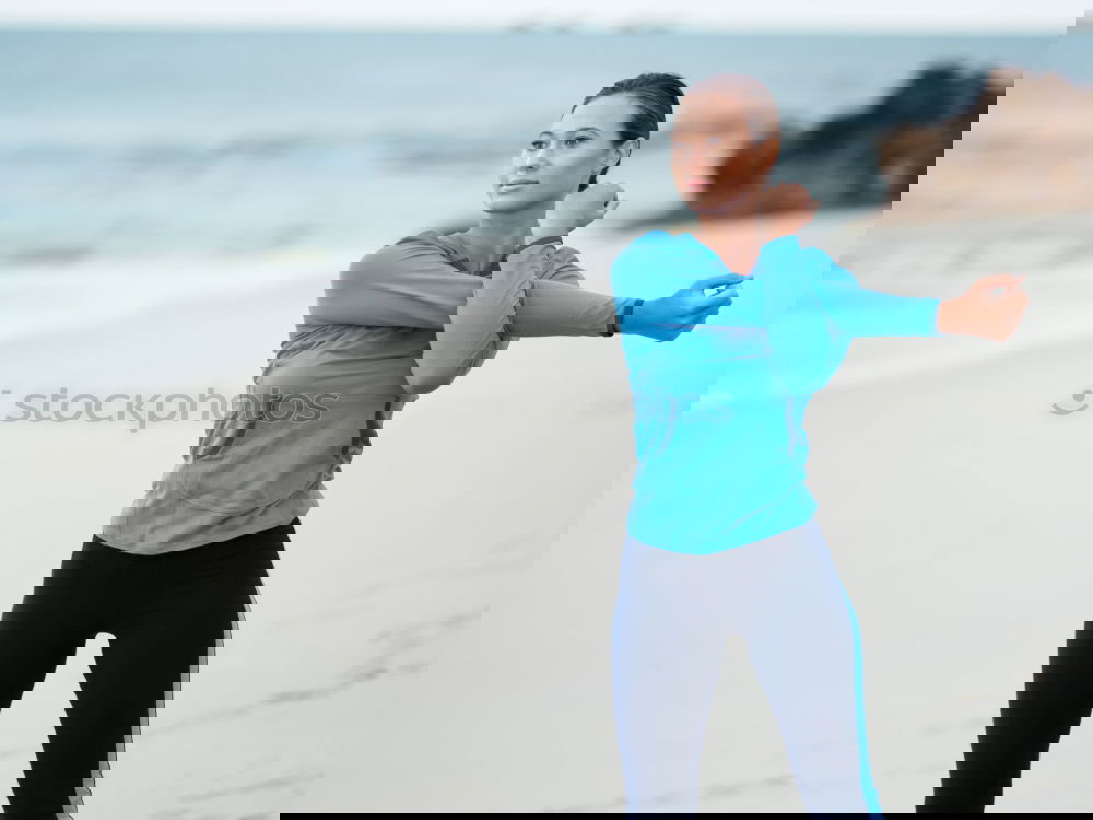 Similar – Image, Stock Photo Concentrated woman running through field