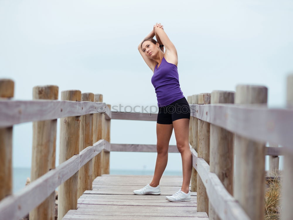 Similar – Image, Stock Photo Caucasian blonde woman practicing yoga in the beach