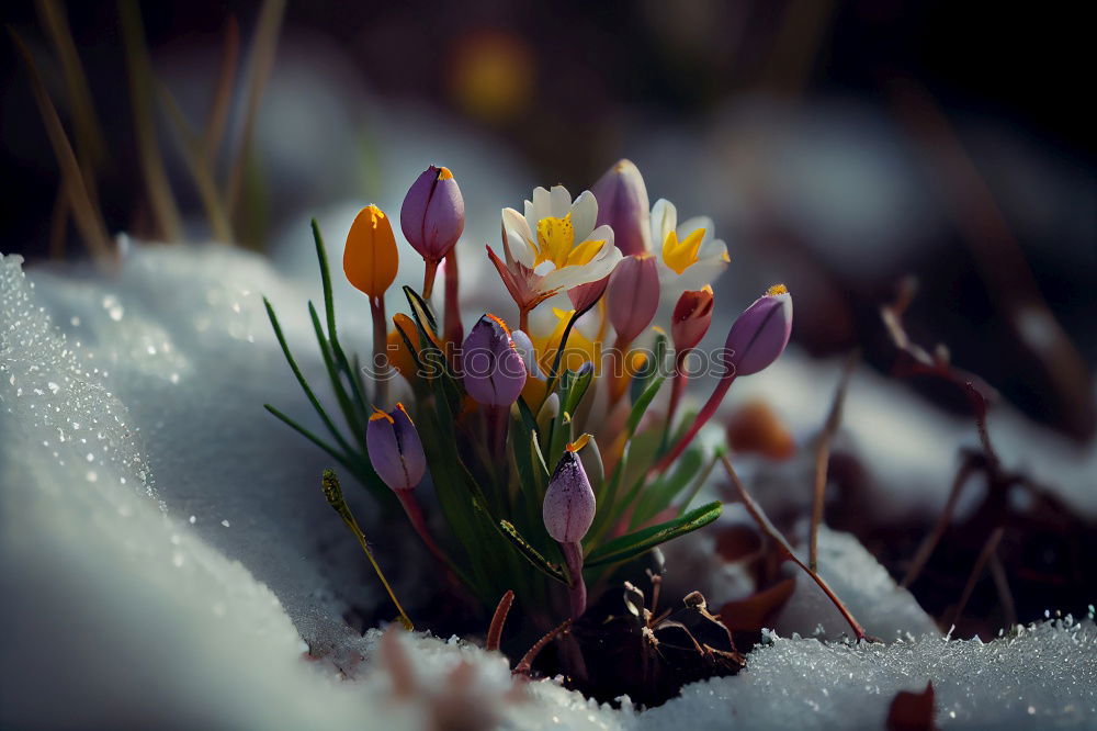 Similar – flowering daisy on a meadow with snow