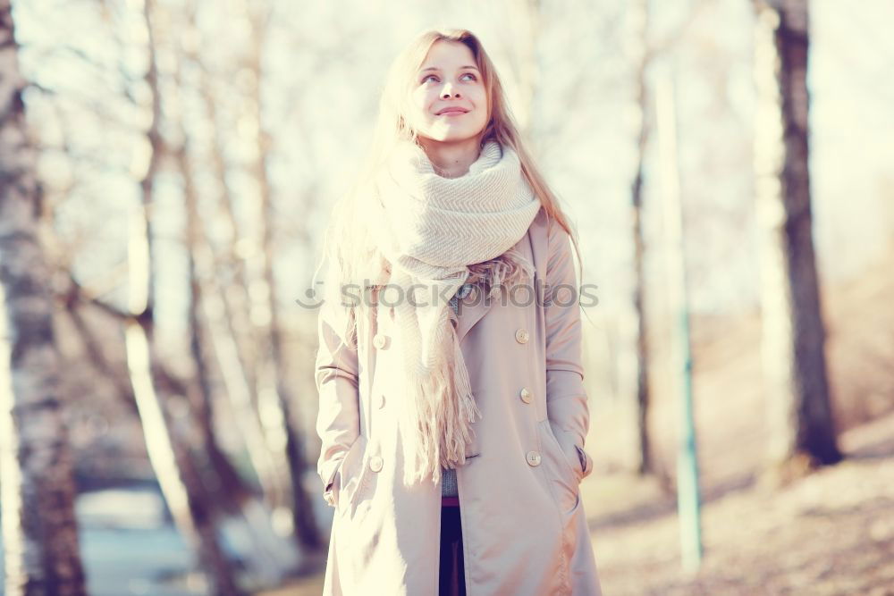 Similar – winter portrait of happy kid girl walking