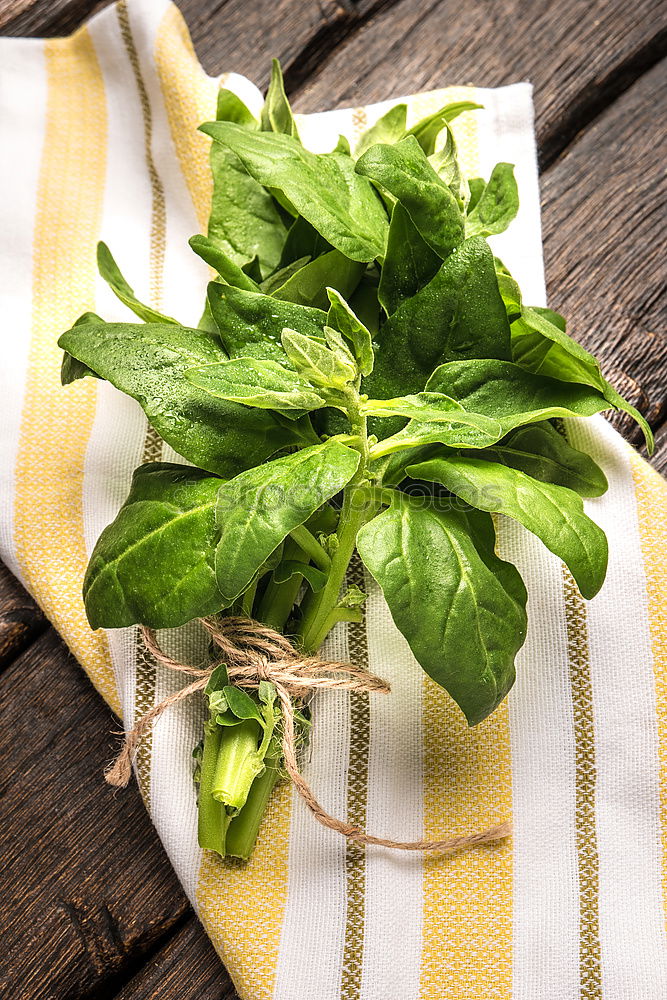 Similar – Image, Stock Photo Preparing fresh spinach for cooking