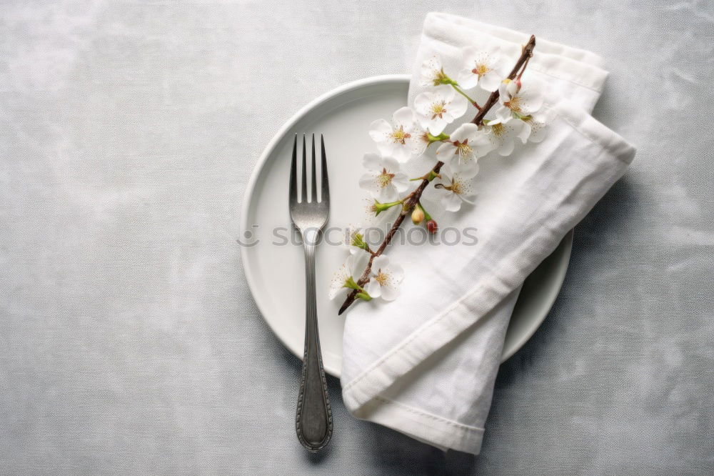 Similar – Image, Stock Photo empty plate with a branch of flowering almond