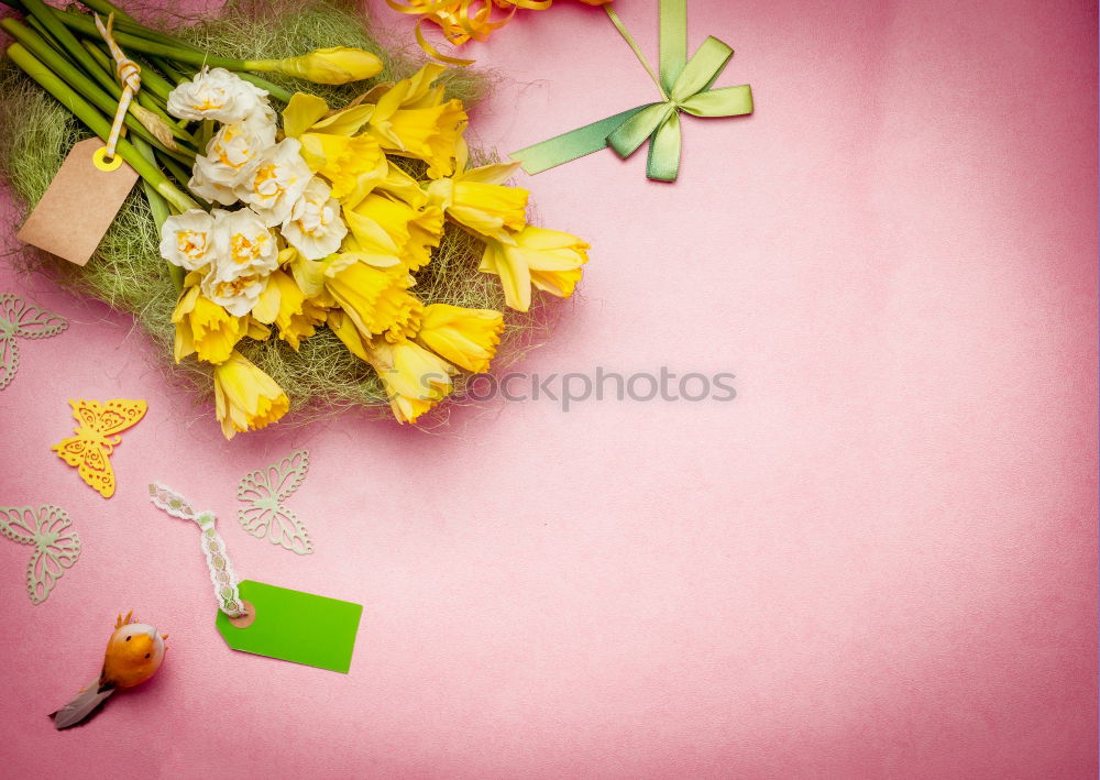 Similar – Bouquet with decoration and greeting card