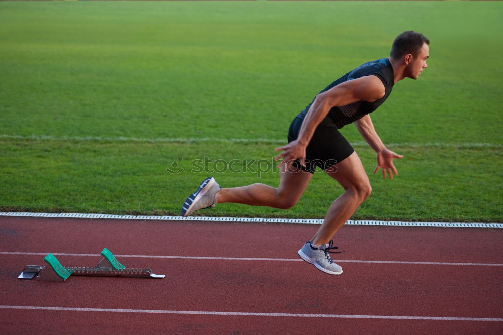 Similar – Disabled man athlete training with leg prosthesis.