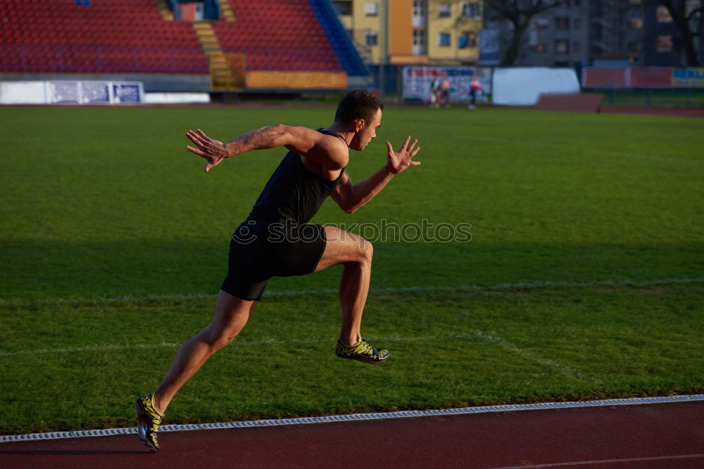 Similar – Image, Stock Photo Disabled man athlete training with leg prosthesis.