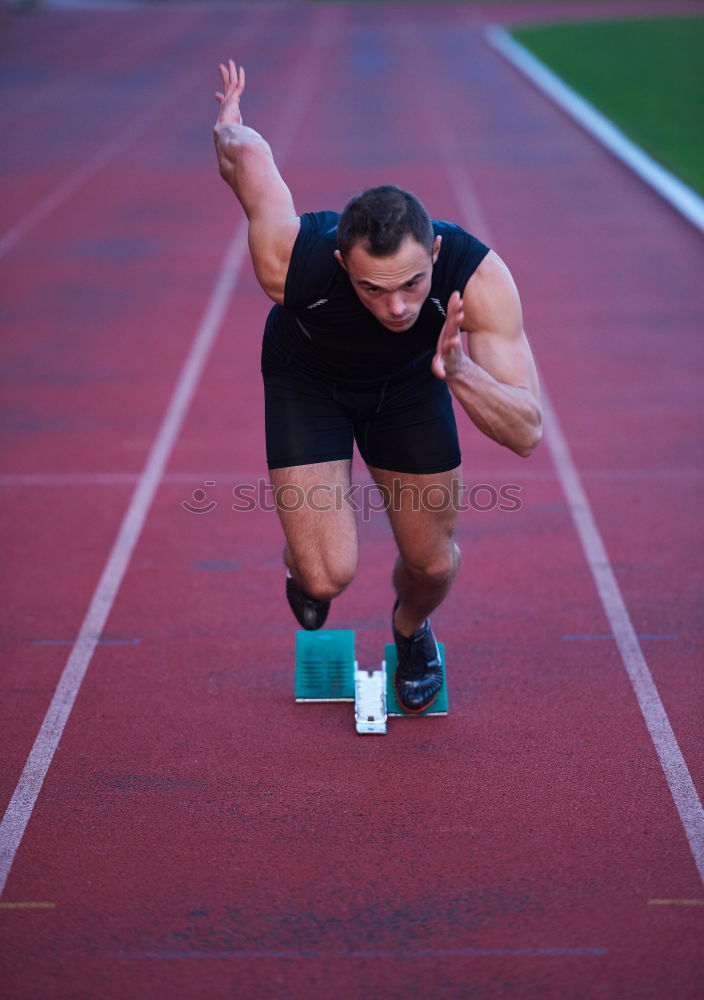 Similar – Image, Stock Photo Sportsman running upstairs on stadium