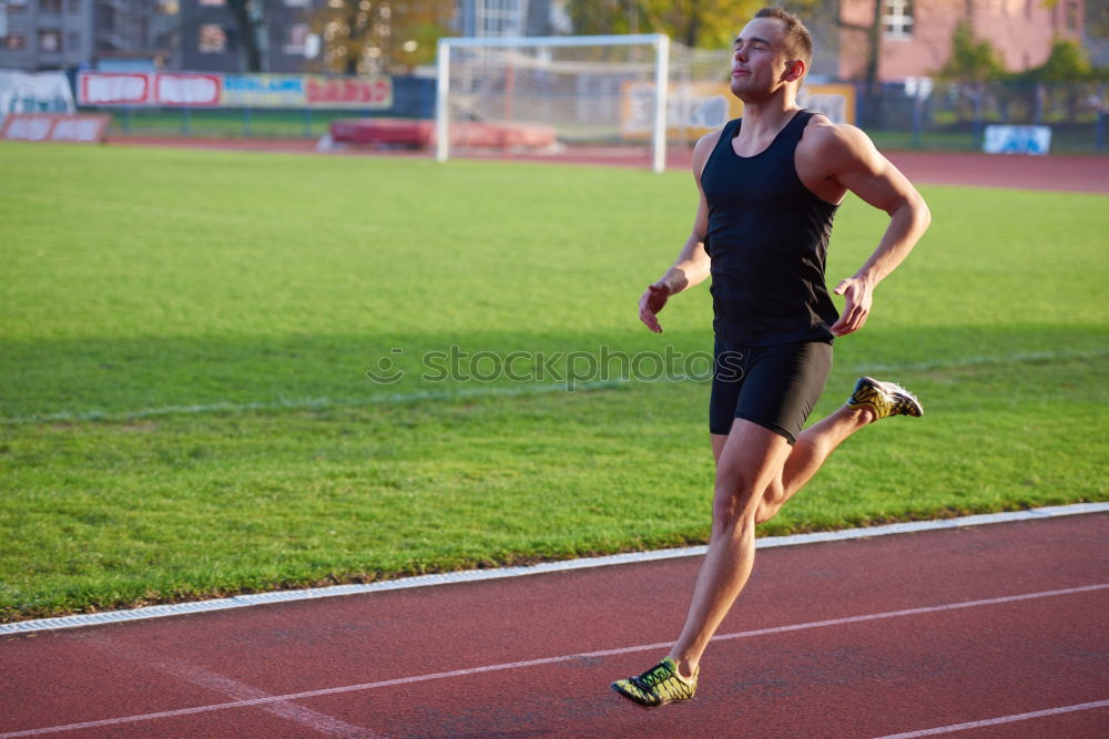 Similar – Disabled man athlete training with leg prosthesis.