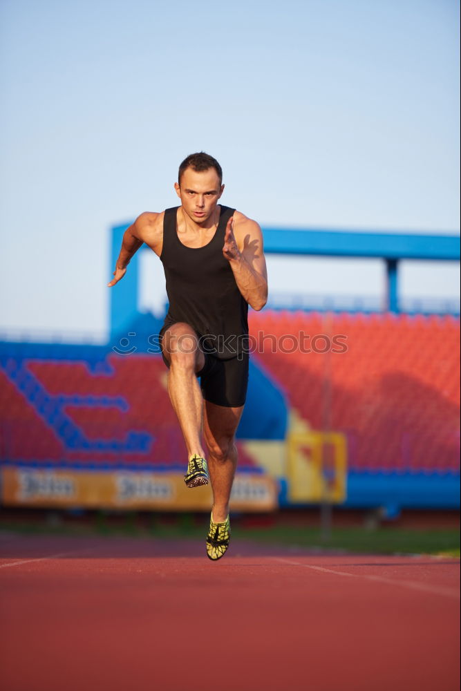 Similar – Image, Stock Photo Man getting ready to start running