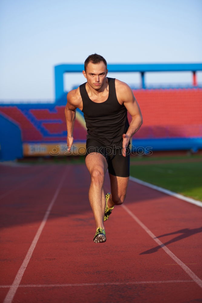 Similar – Image, Stock Photo Man is doing stretching and warm up for intense sports workout