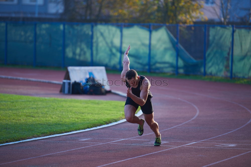 Similar – Disabled man athlete training with leg prosthesis.