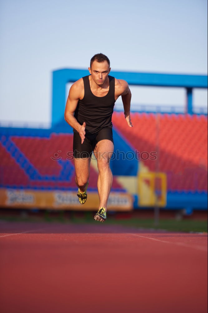 Similar – Image, Stock Photo Sportsman running upstairs on stadium