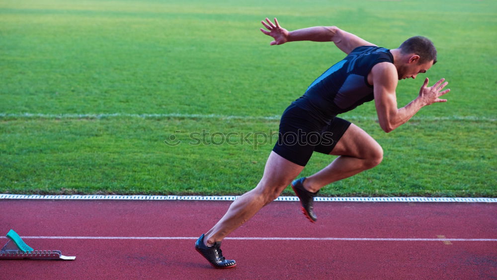 Similar – Image, Stock Photo Man jumping over hurdle