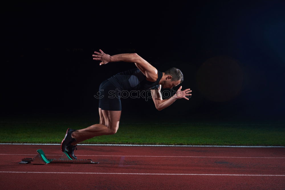 Similar – Image, Stock Photo Disabled man athlete training with leg prosthesis