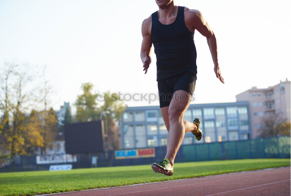 Image, Stock Photo Disabled man athlete training with leg prosthesis.