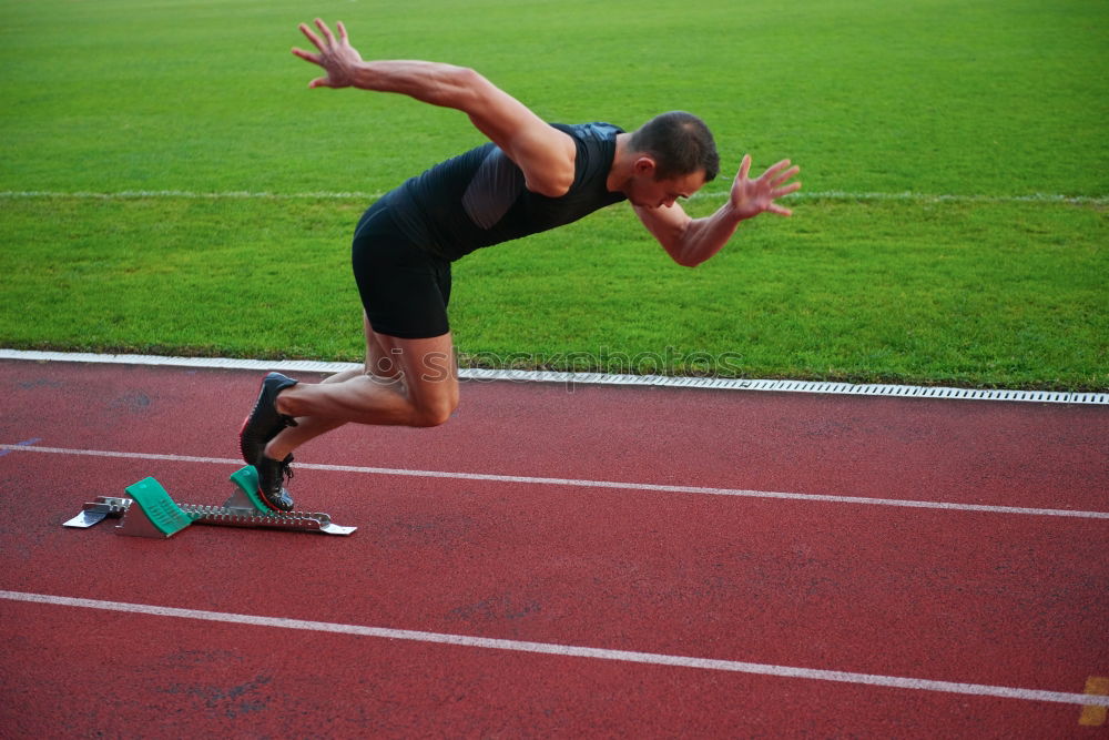 Similar – Image, Stock Photo Disabled man athlete training with leg prosthesis.