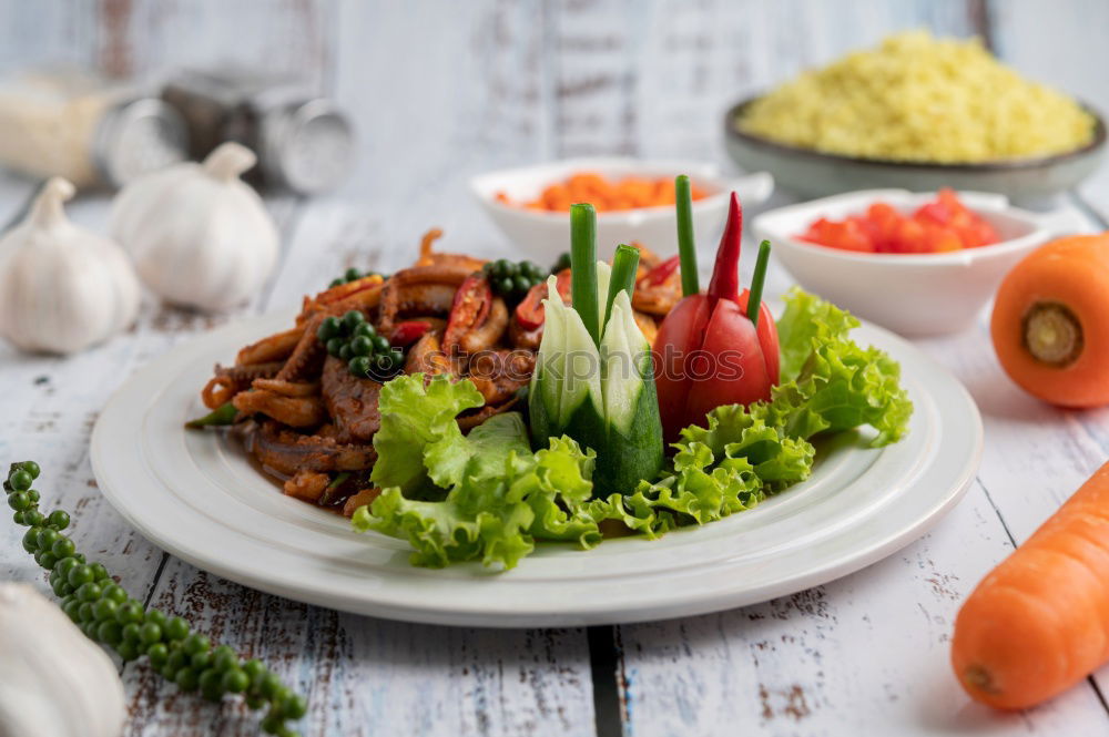 Similar – Image, Stock Photo Ingredients for a balanced meal