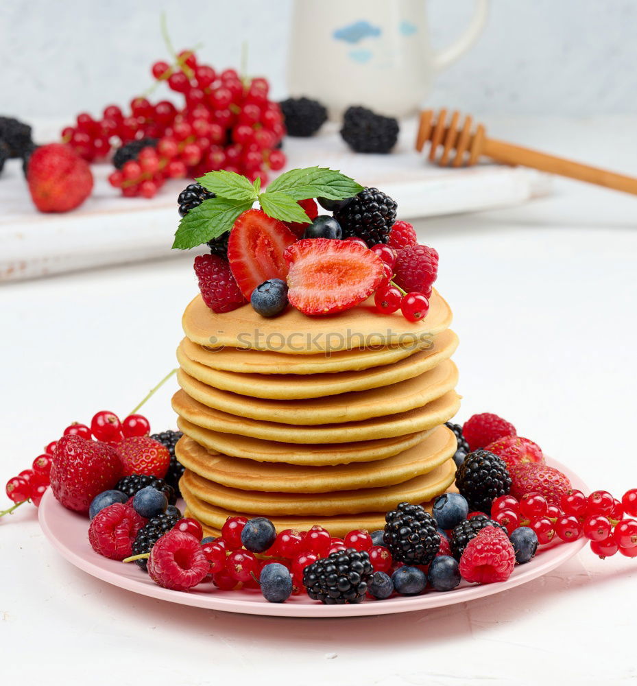 Similar – Image, Stock Photo Pancakes with raspberries and blueberries