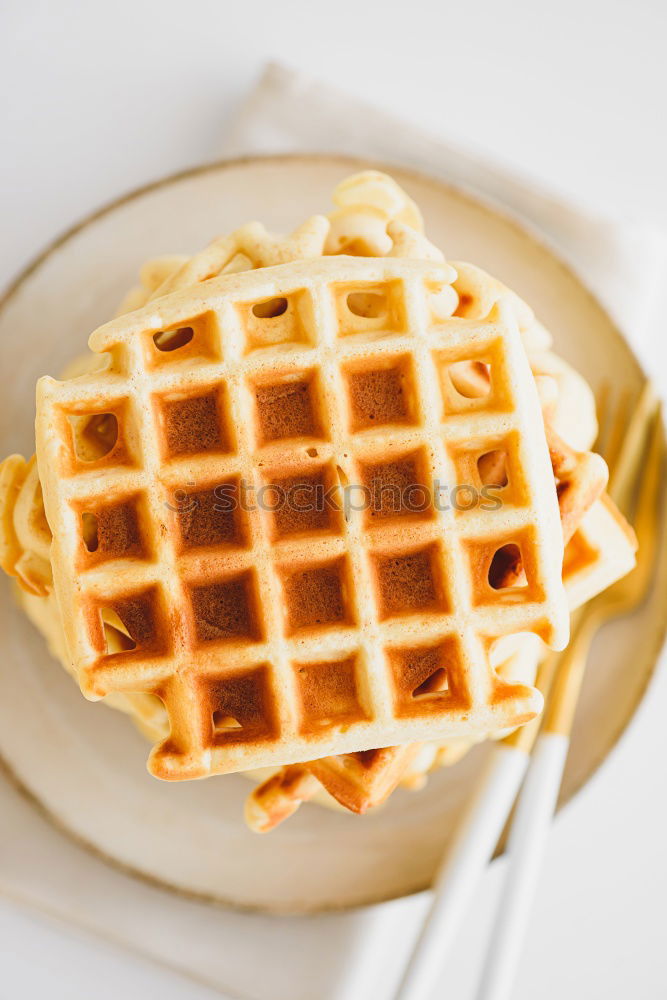 Similar – Breakfast belgian with waffles with ice cream