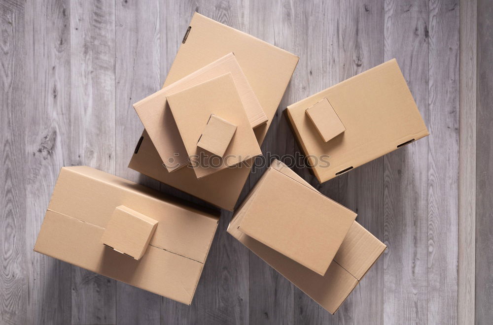 Similar – Image, Stock Photo empty cardboard packages from shipping from an online shop